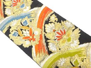 アンティーク　波に花模様織り出し袋帯（材料）